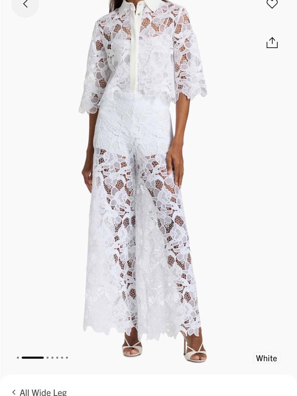 Chiara Boni White Emilka Lace Wide-Leg Pants